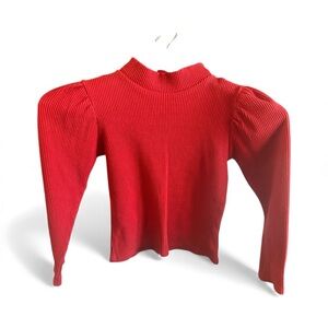 Red Ribbed Long Sleeve Sweater Top Girls Size 7/8 Winter Casual Blouse Shirt